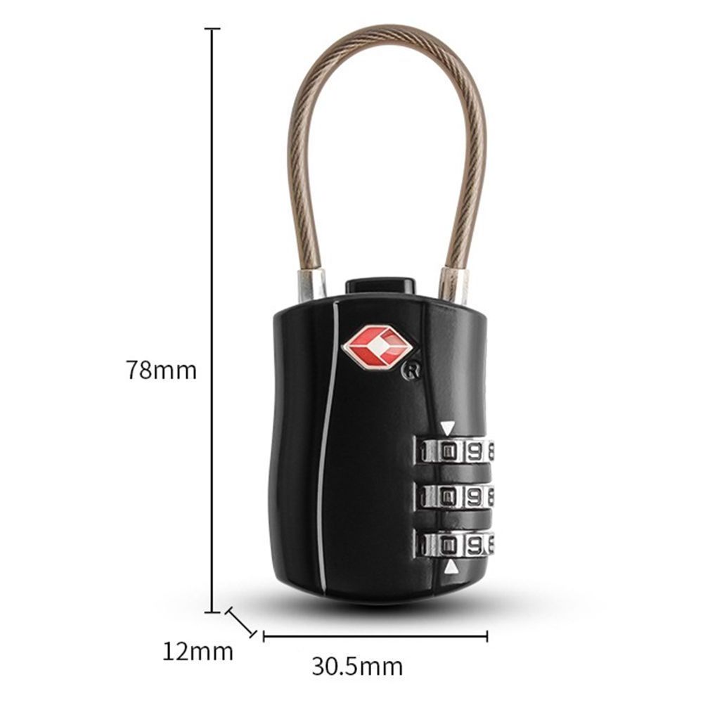 New TSA Customs Lock Portable Small Padlock with Steel Cable Anti-Theft Smart Combination Lock Cable Luggage Lock