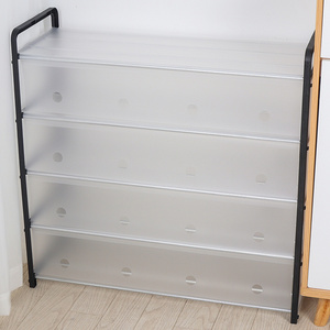 Shoe Rack Metal and Plastic White Black Shoes Storage with Cover Factory Supply