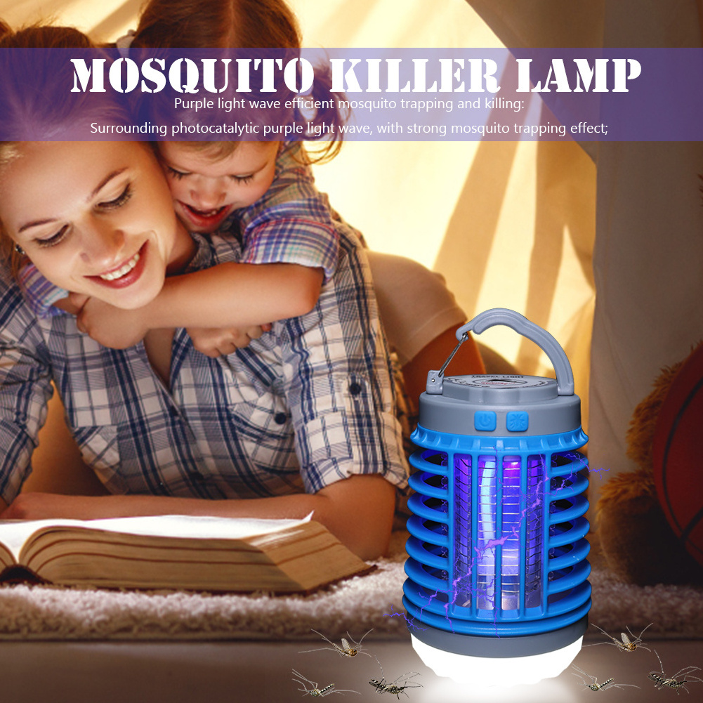 Outdoor Solar Bug Zapper Cordless Rechargeable Mosquito Zapper Mosquito Killer Insect Fly Trap Equipped for Home, Patio Camping