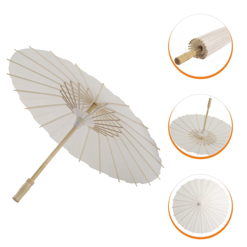 Custom China umbrella Wholesale DIY Handmade Drawing Blank Wooden Handle Oil Paper Umbrella