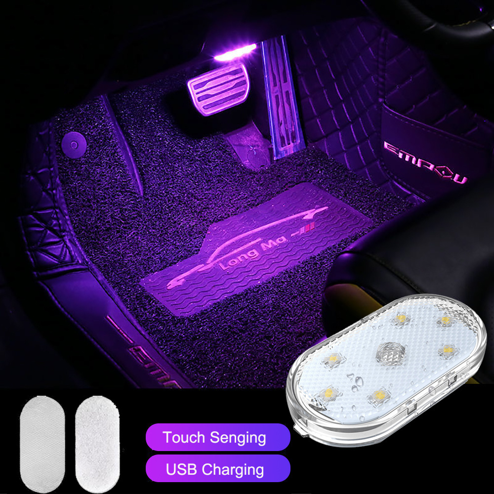 ar LED Ambient Light Interior Lighting Atmosphere Lamp for Armrest Box Trunk Switch Touch Control Wireless Mini LED Foot Lights