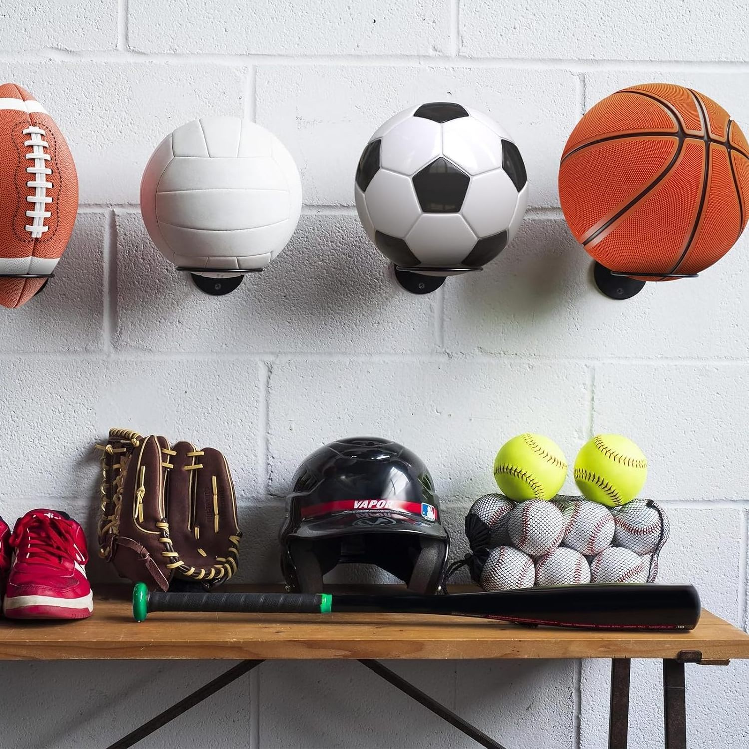 Wall-Mounted Sports Ball Holder Ball Rack Display Wall Storage Rack Basketball Soccer Ball Display Stand Universal Wall Rack