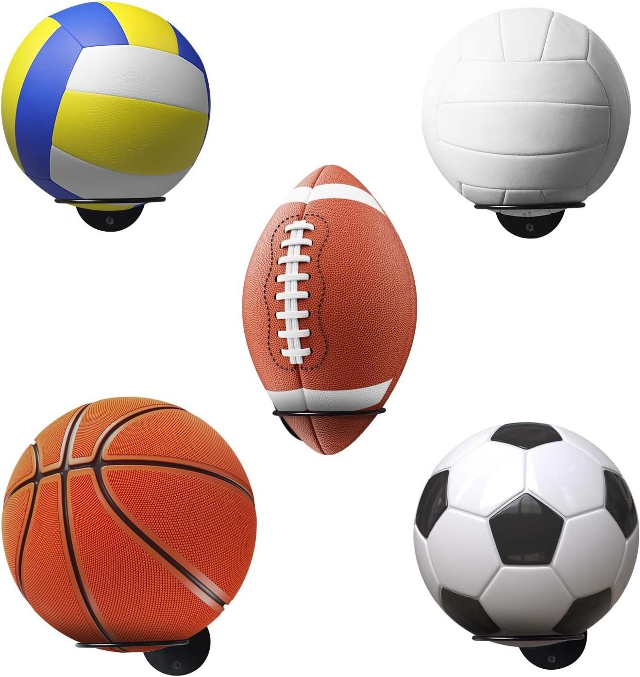 Wall-Mounted Sports Ball Holder Ball Rack Display Wall Storage Rack Basketball Soccer Ball Display Stand Universal Wall Rack