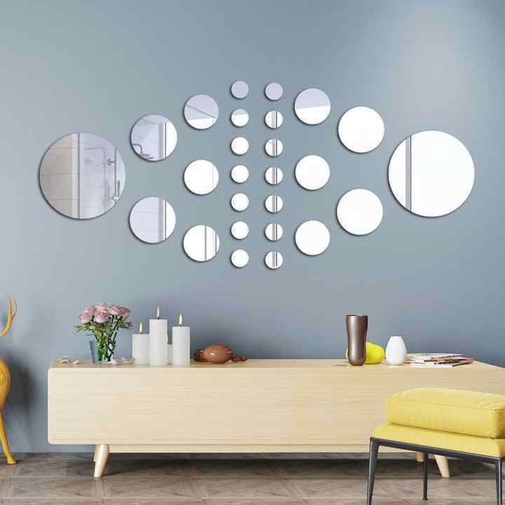 High Quality 3D Decorative Wall Mirrors Sticker Round Self-adhesive Mirror Mural Decals Removable Wall Sticker DIY Art Room Deco