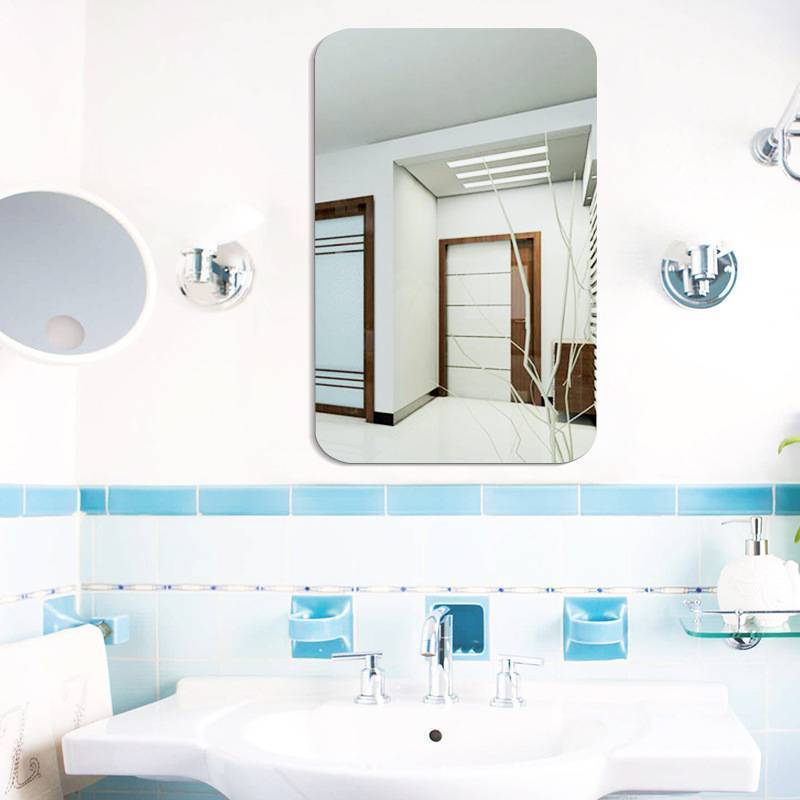 Mirror Wall Sticker Round Oval Acrylic Wall Sticker Self-adhesive Acrylic Tiles Sticker for Bathroom DIY 3D Wall Decal