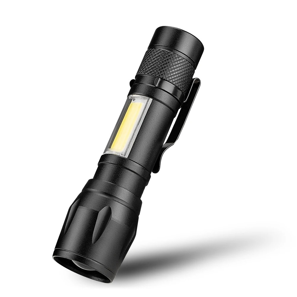 Customized COB LED Small Super Bright Zoomable Tactical Light Torch, Waterproof Mini High lumen Led Flashlight With clip