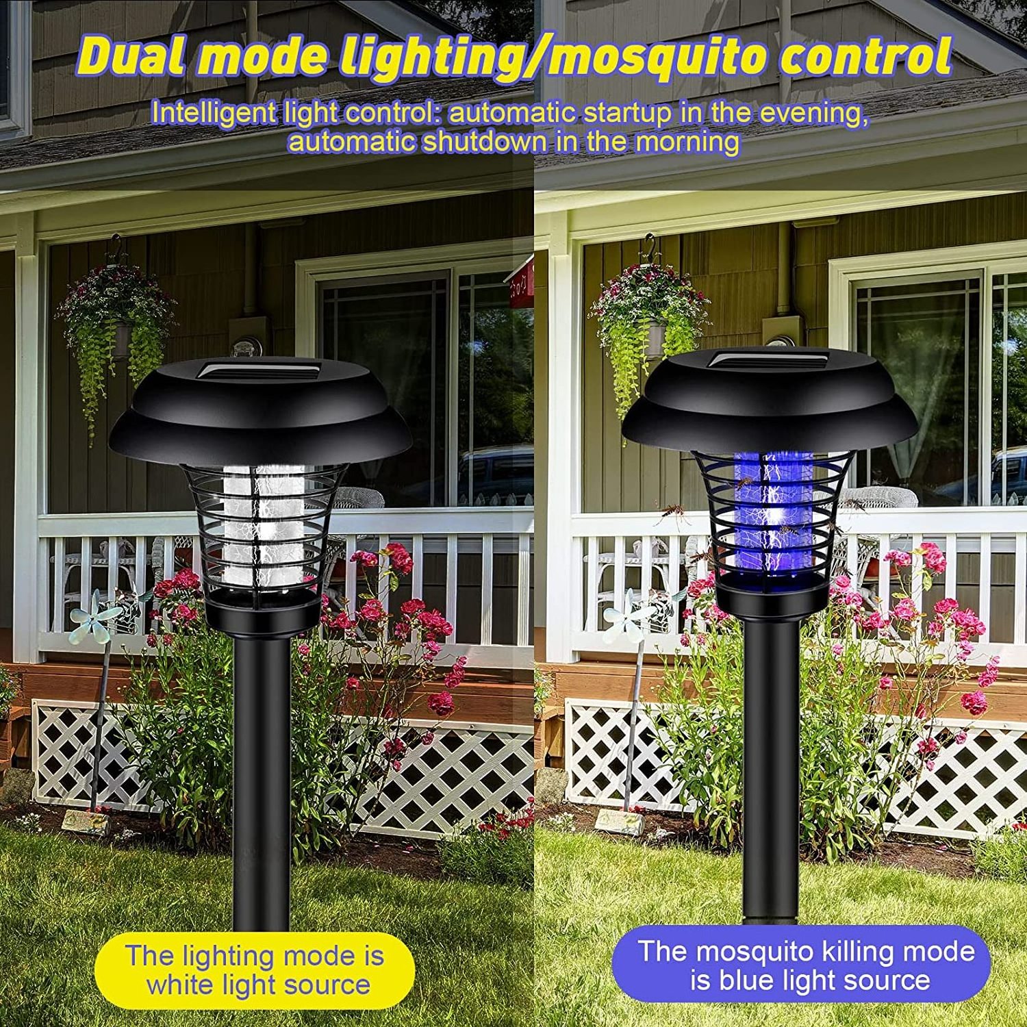 Solar Bug Zapper Waterproof Outdoor Mosquito Zapper Killer Lighting Mosquito Repellent Lamp for Indoor Outdoor Garden Patio