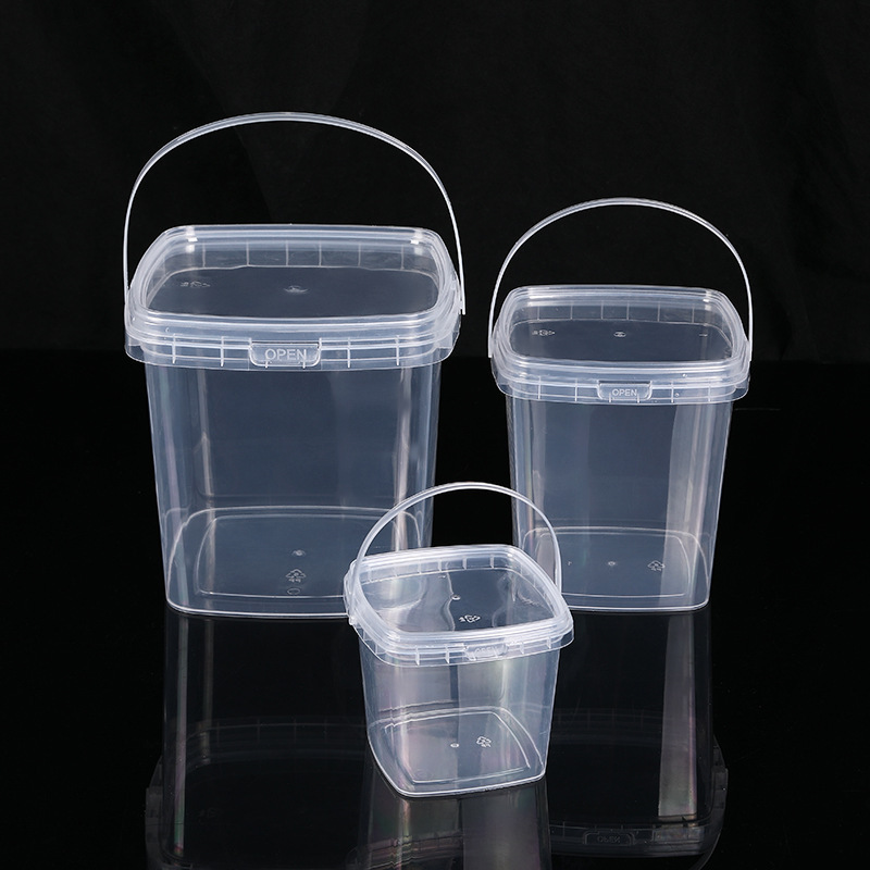 Lots 300ML/500ML/1L/2L/3L/5LEmpty Plastic Bucket With Lid Square Clear PP Container for Liquid Cream Food Storage Container