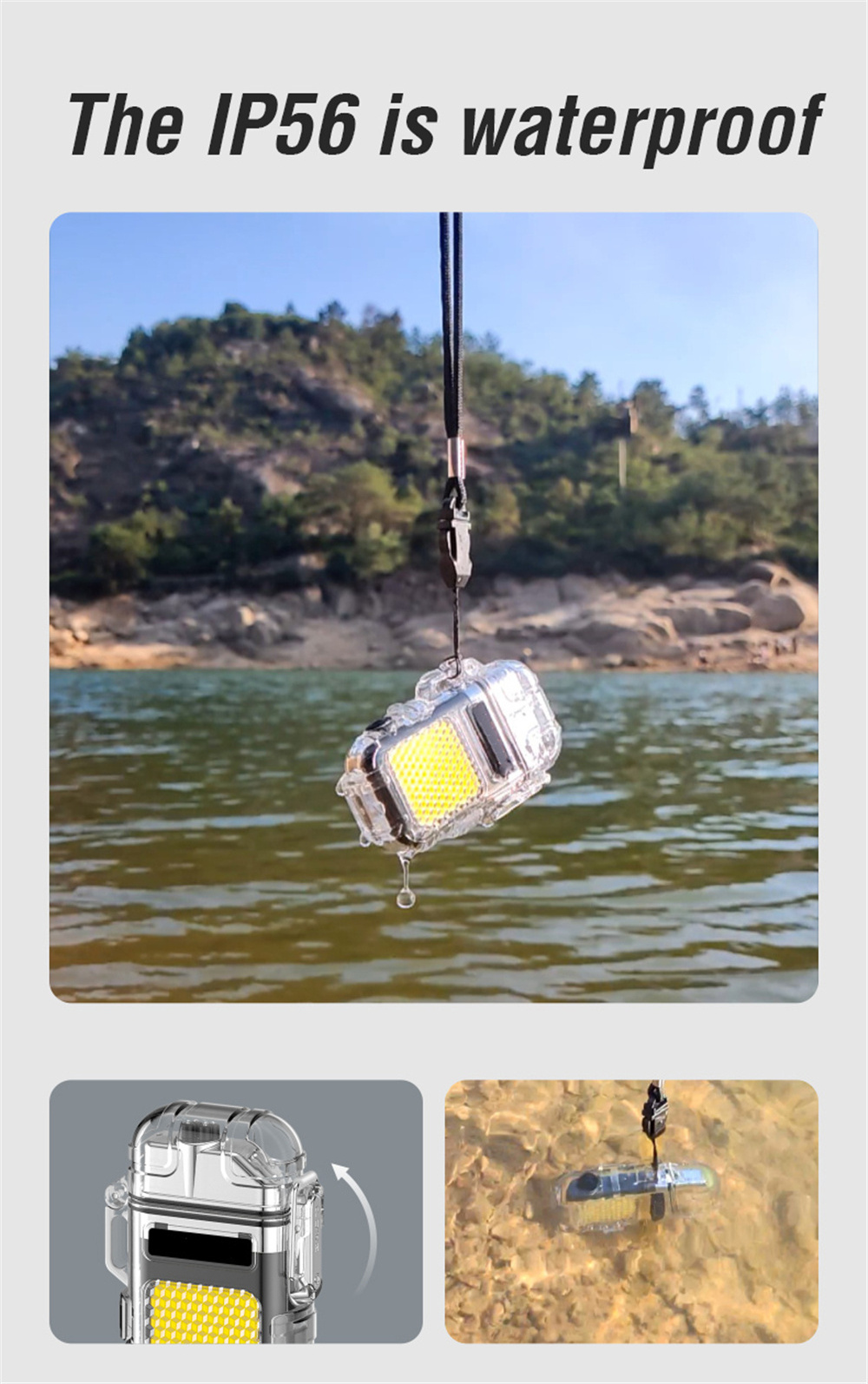 Electric Torch Transparent Waterproof Lighter Plasma Dual ARC Windproof Lighter USB Rechargeable Lighters Outdoor Camping Gift