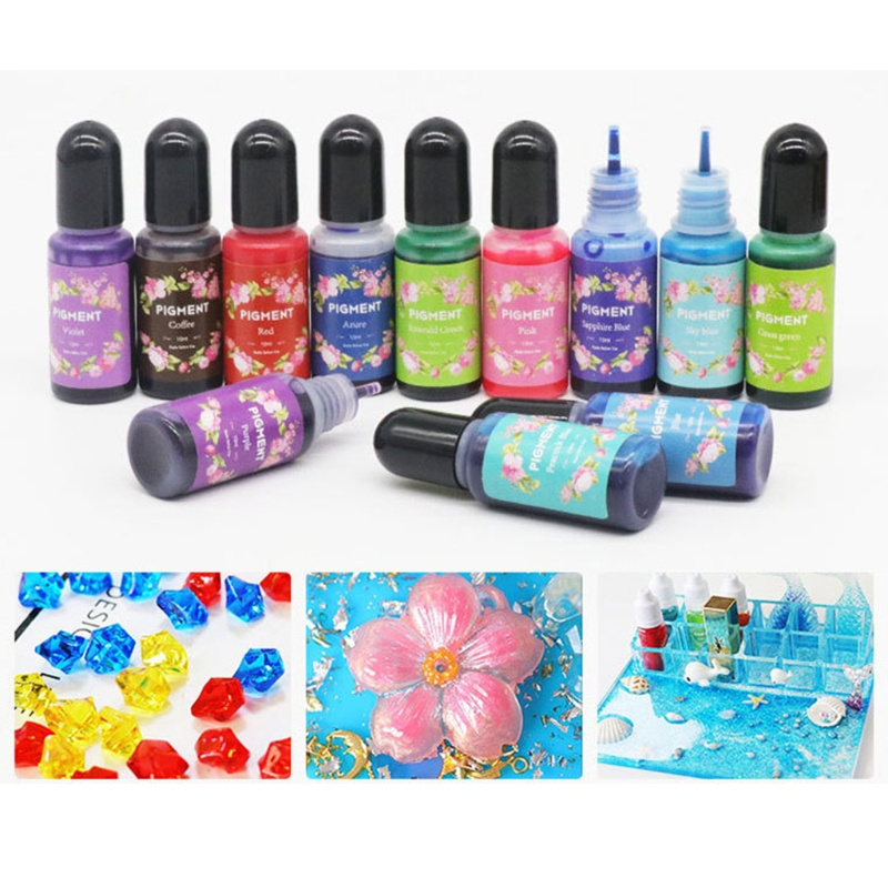 26 Colors 10ML Epoxy Resin Pigment Kit Art Ink Liquid Resin Colorant Dye Ink Diffusion for Epoxy Resin Mold Jewelry Making