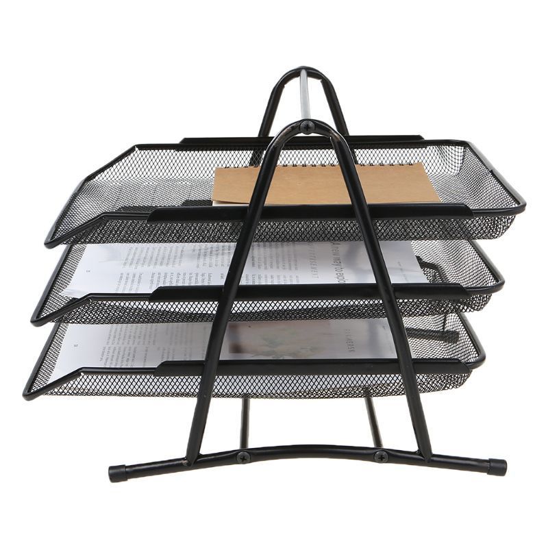 2/3/4 Tier Metal Mesh Document Rack File Letter Book Tray Shelf Carrier Storage Holder Home Office Desk Organizer