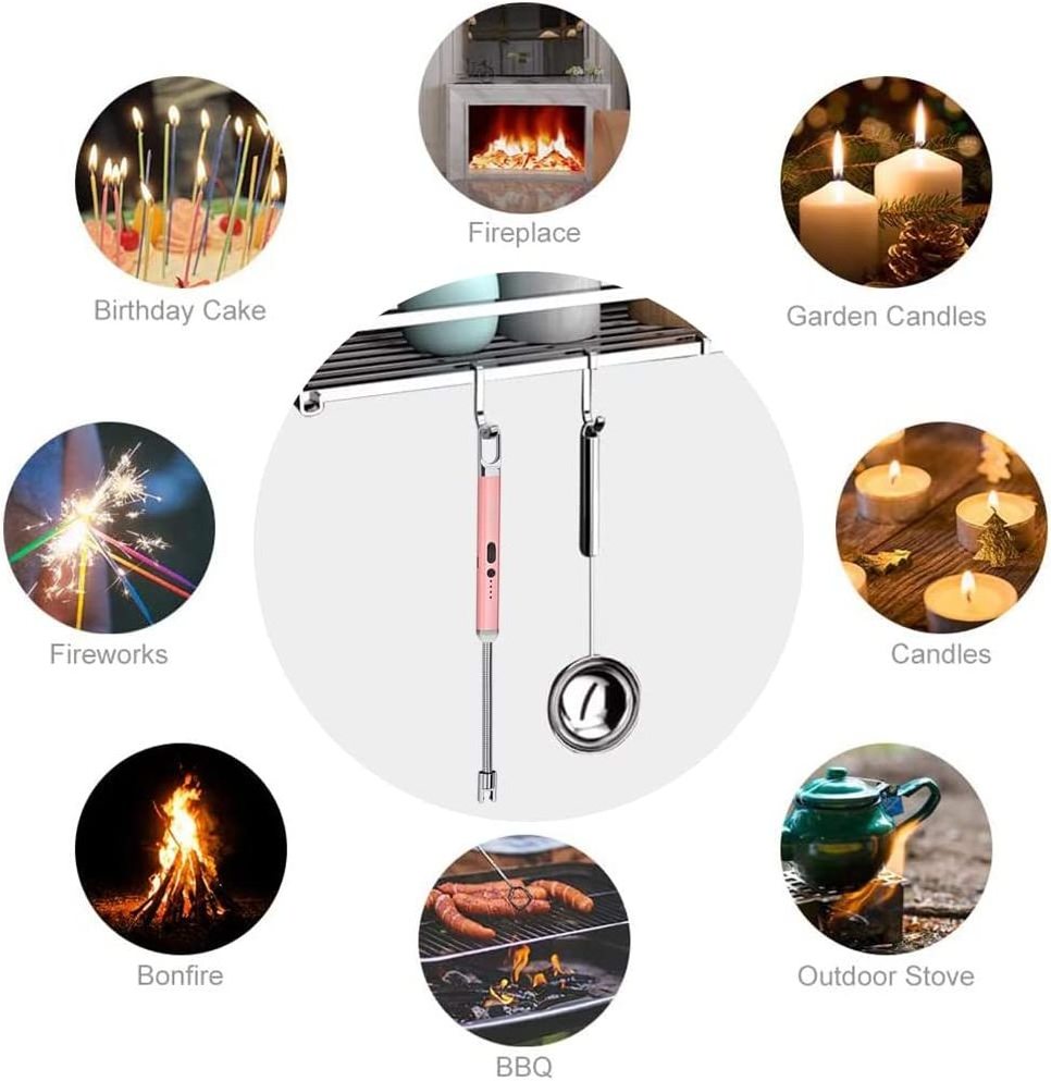 Candle USB Plasma Arc Lighter with LED Battery Display Safety Switch for camping Grill Kitchen