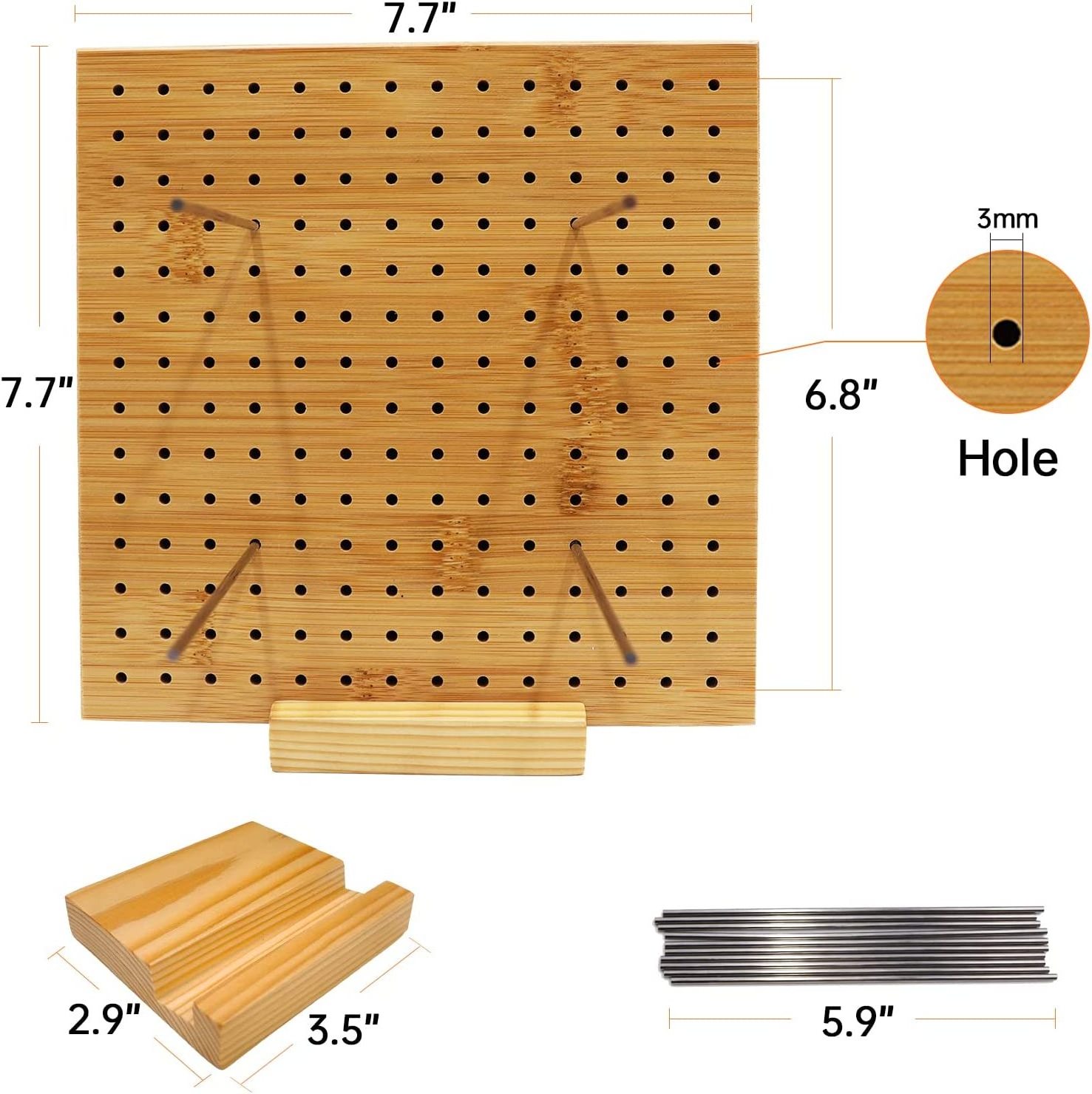 Bamboo Blocking Board for Knitting Crochet Wooden Pegboard Home Decorative Storage Shelf Gift for Granny Square Lovers