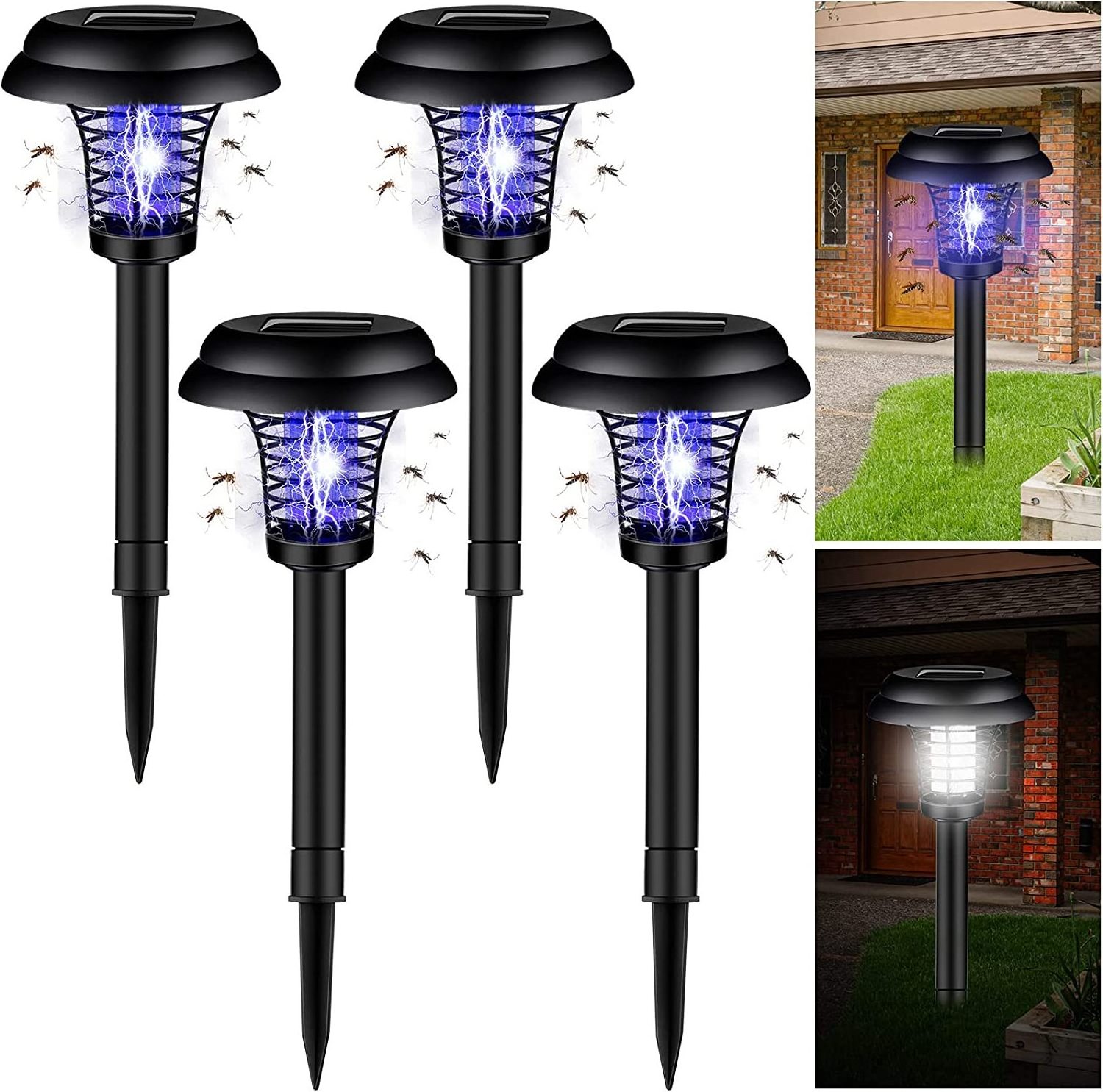 Solar Bug Zapper Waterproof Outdoor Mosquito Zapper Killer Lighting Mosquito Repellent Lamp for Indoor Outdoor Garden Patio