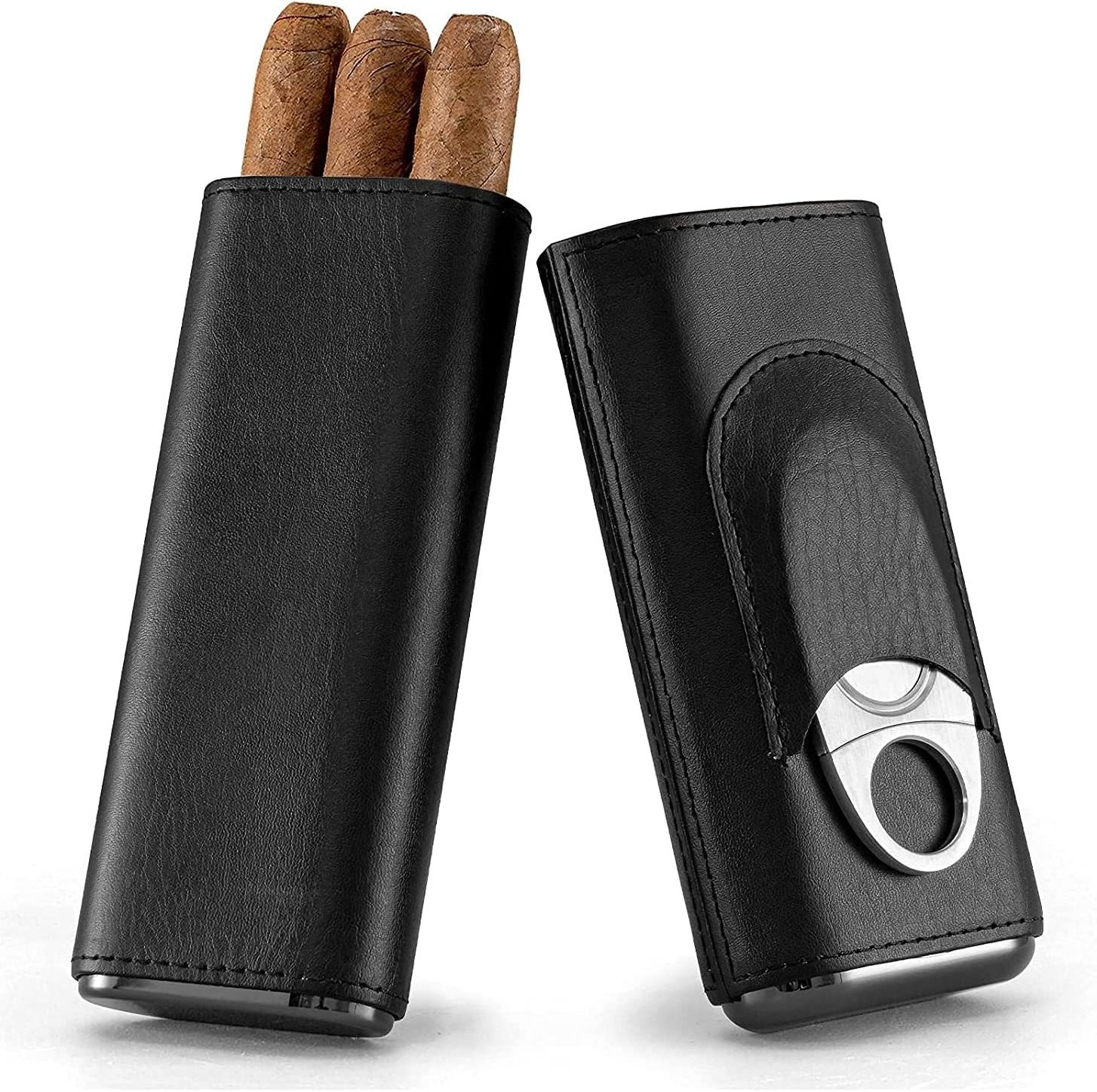 Luxury custom leather cigar case portable travel cigar holder for men leather cigar tube