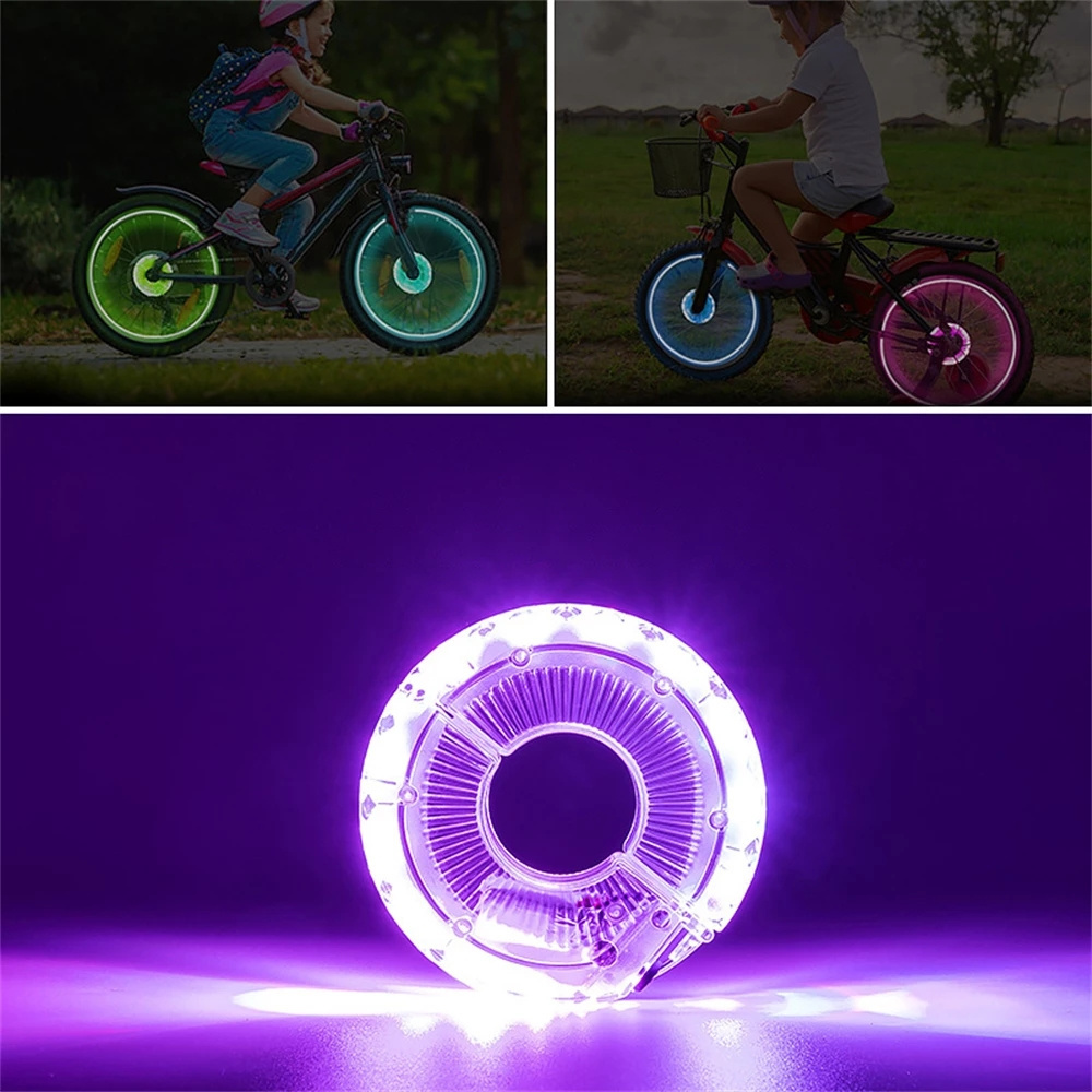 Biking Bicycle Spoke Light LED Bike Wheel Light Scooter Light Kids Bike Accessories USB Front Tail Lamp 7 Color Cycling