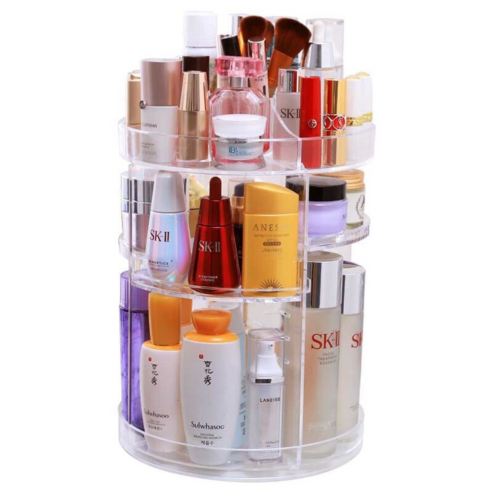 Makeup Organizer,360 Degree Rotating Adjustable Acrylic Cosmetic Storage Display Case with 6 Layers Large Capacity