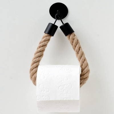 2023 Newest Design Creative Hemp Rope Roll Paper Holder Bathroom Toilet tissue Holder Kitchen Paper Towel Holder