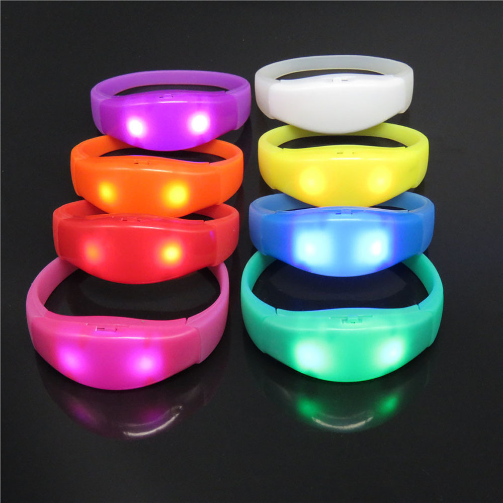 OEM Logo Silicone Led Wristband Sound Activated Flashing Light up Led Bracelet Wrist Band