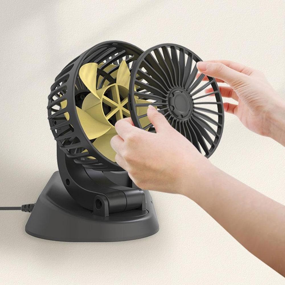 2023 High Quality Electric Car Fan 360 Rotatable Dual Unit Cooling Fan for 12V/24V Auto Vehicles