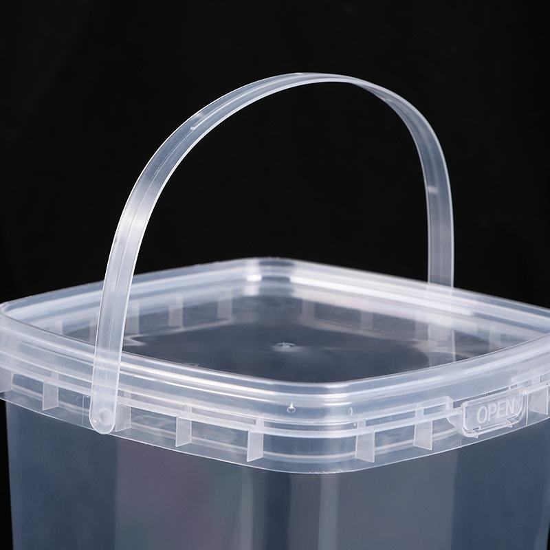 Lots 300ML/500ML/1L/2L/3L/5LEmpty Plastic Bucket With Lid Square Clear PP Container for Liquid Cream Food Storage Container