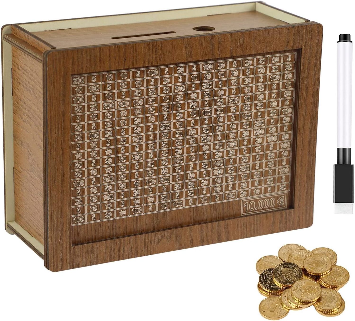 Wooden Money Box with Counter desktop piggy bank gift for children wooden crafts