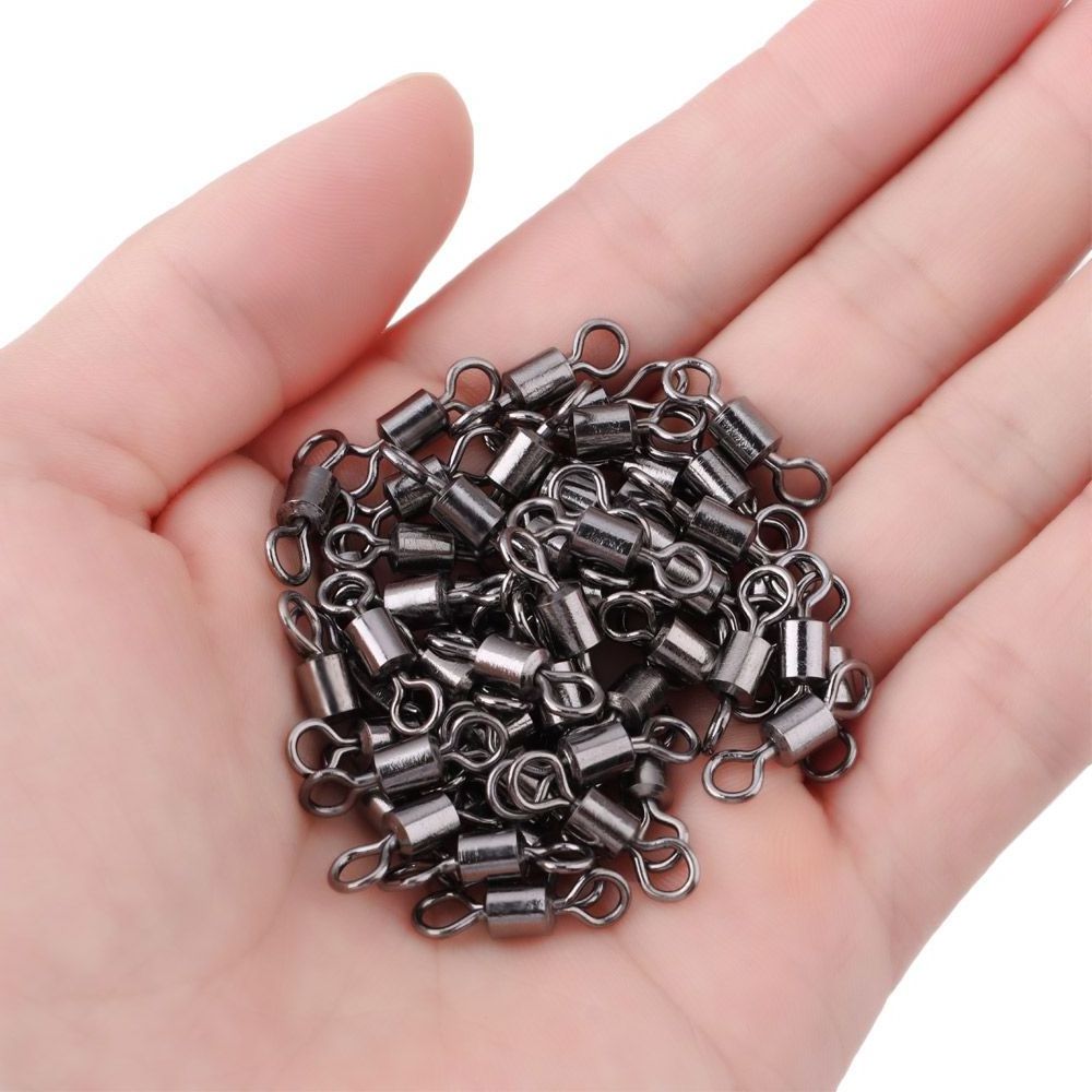 100pcs Bearing Swivel Fishing Connector 1#-14# Barrel Rolling Solid Rings For Fishhook Lure Link Fishing Accessories