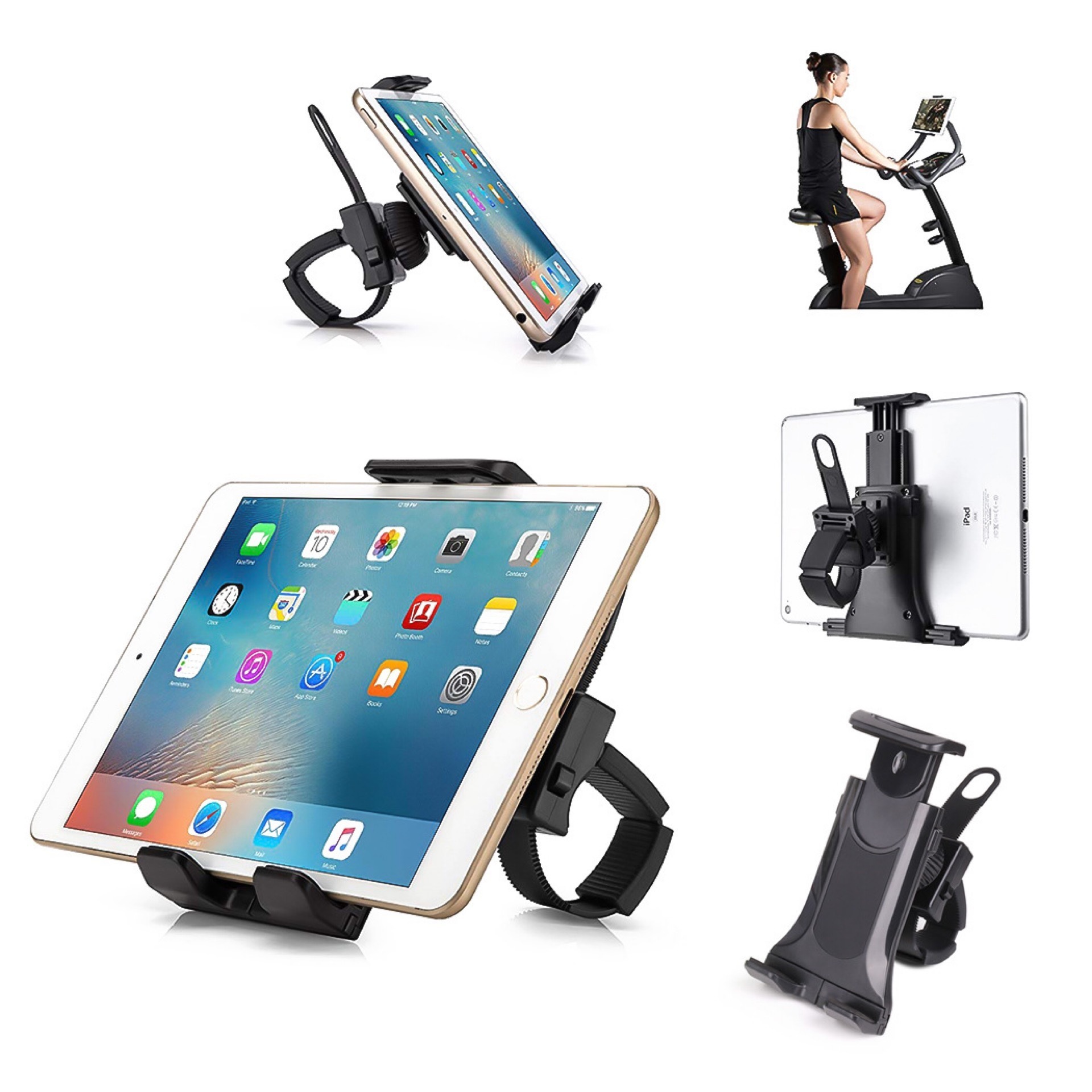 360 Degree  4.7-12.9 Inch Treadmill Bicycle Indoor Gym Handlebar Tablet Stand for Air Pro iPad Bicycle Phone Stand Holder Mount