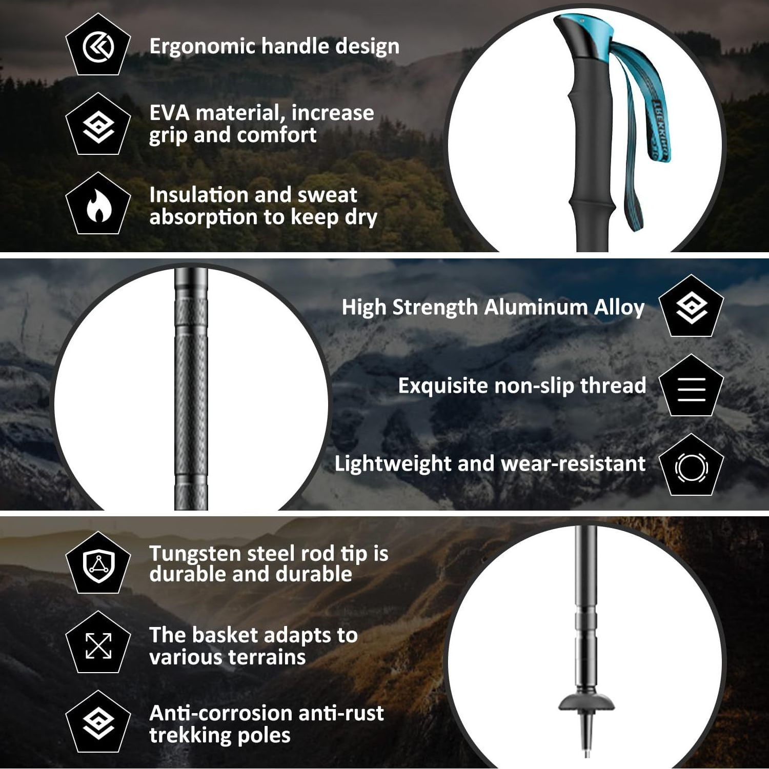 Multifunctional Camping Lightweight Trekking Pole Tactical Walking Outdoor Hiking Sticks