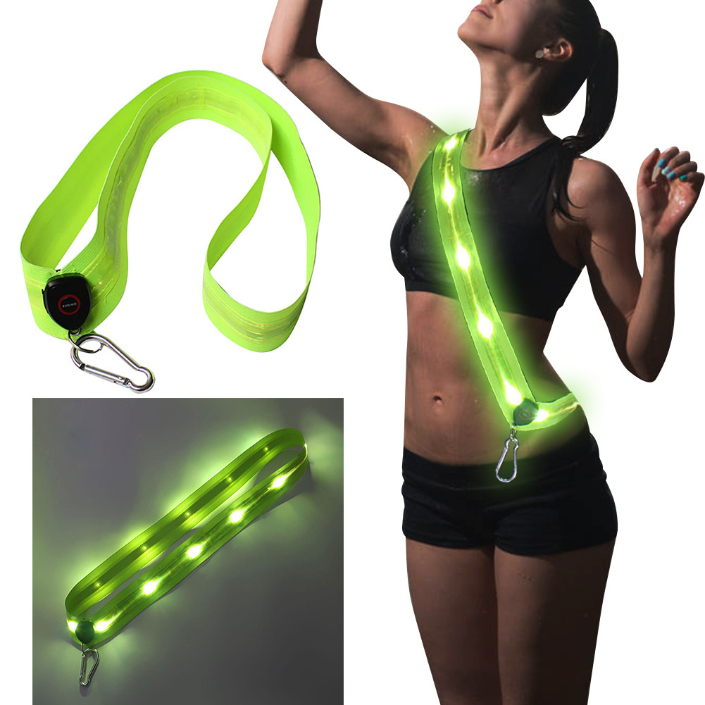 Illuminated Shoulder Straps Rechargeable LED Reflective Running Belt Night Safety Outdoor Hiking Jogging Walking Light Gear