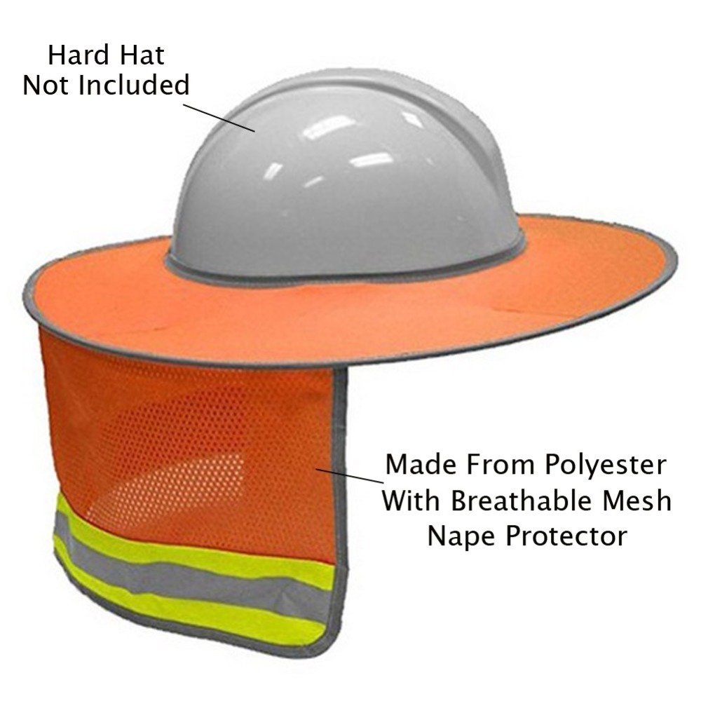 Hot Selling High Reflective Breathable Worker Helmet Hard Hat Sun Shade for Protect Worker from Sunshine full brim Neck flap