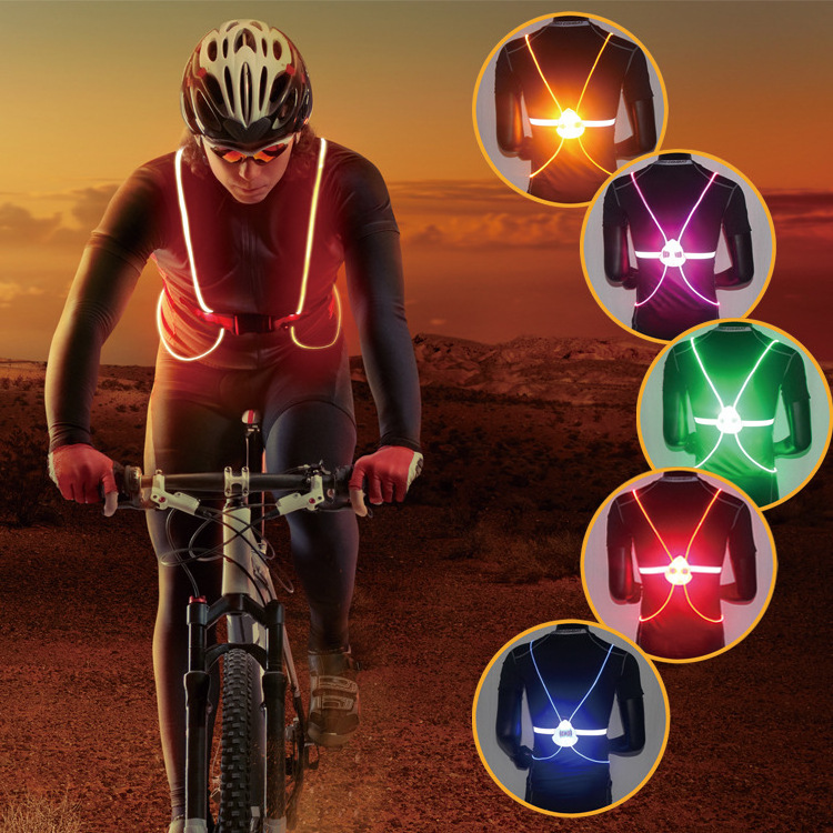 New Outdoor Night Running Cycling Sports Flashing Vest Motorcycle LED Fiber Riding Light Up Safety Reflective Jacket Vest