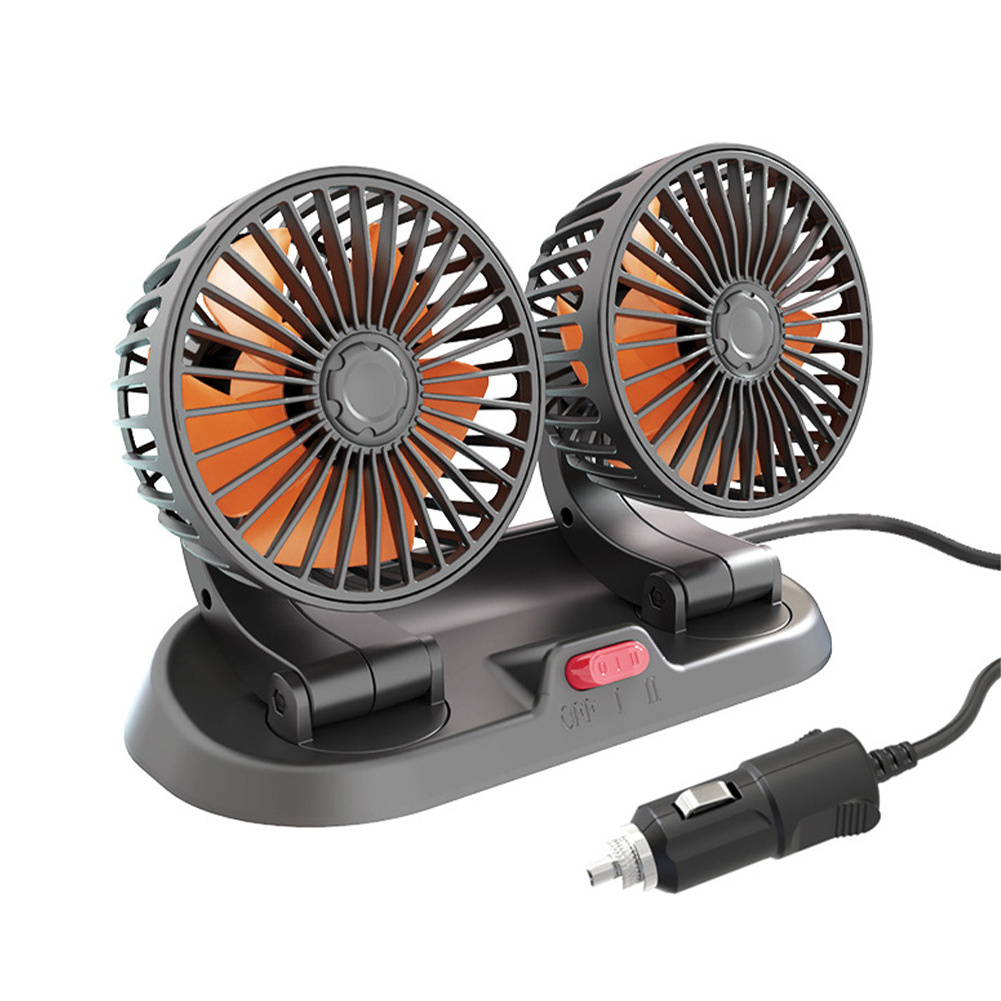 2023 High Quality Electric Car Fan 360 Rotatable Dual Unit Cooling Fan for 12V/24V Auto Vehicles