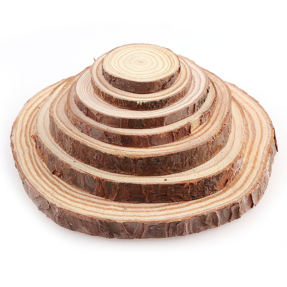 Round Tree Unfinished Natural Wood Slices 6-10 inch kit Circles with Bark for Coasters DIY Crafts Christmas Ornaments Wedding