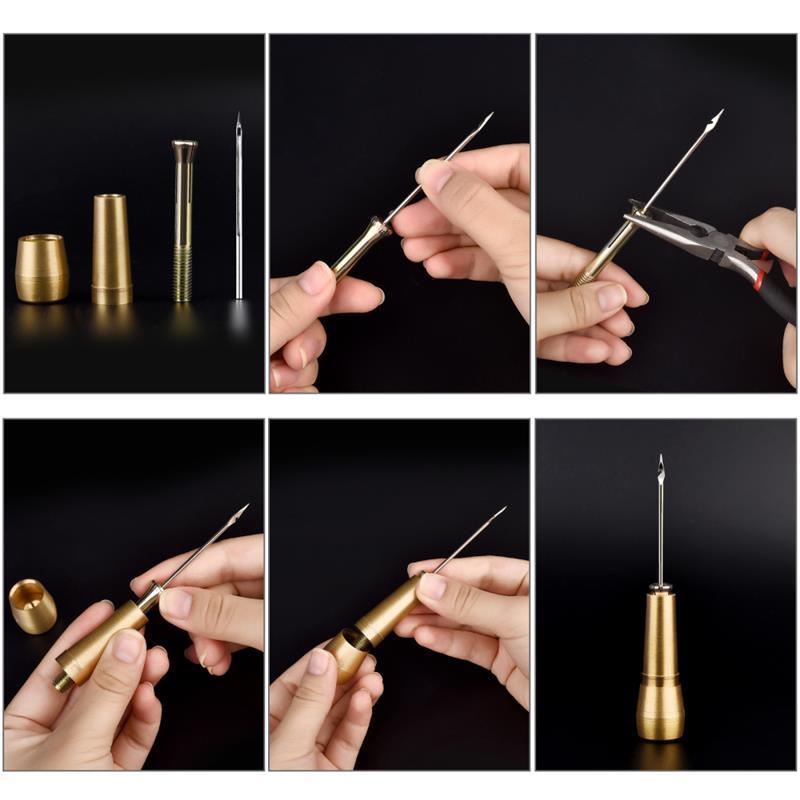 Wholesale shoe drill needle shoe repair leather tool sewing pure copper handle straight pointed awl