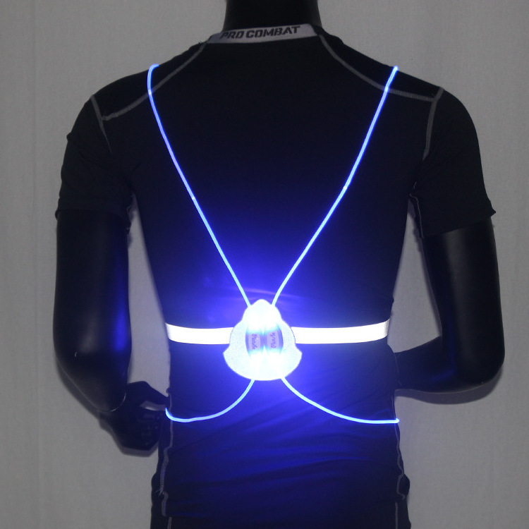 New Outdoor Night Running Cycling Sports Flashing Vest Motorcycle LED Fiber Riding Light Up Safety Reflective Jacket Vest