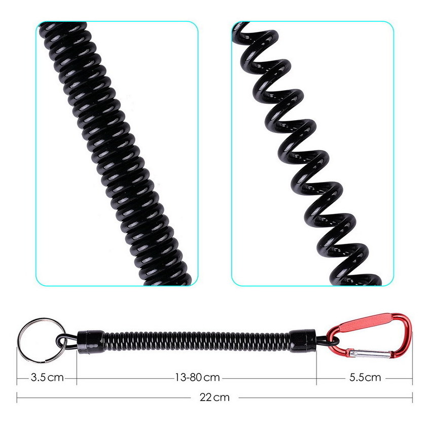 NEW High Quality Retractable Tether Spring Elastic Rope Camping Carabiner Anti-lost Phone Keychain Portable Fishing Lanyards