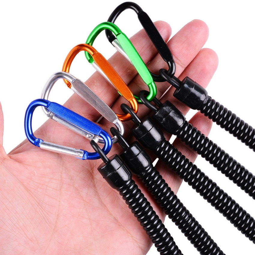 NEW High Quality Retractable Tether Spring Elastic Rope Camping Carabiner Anti-lost Phone Keychain Portable Fishing Lanyards