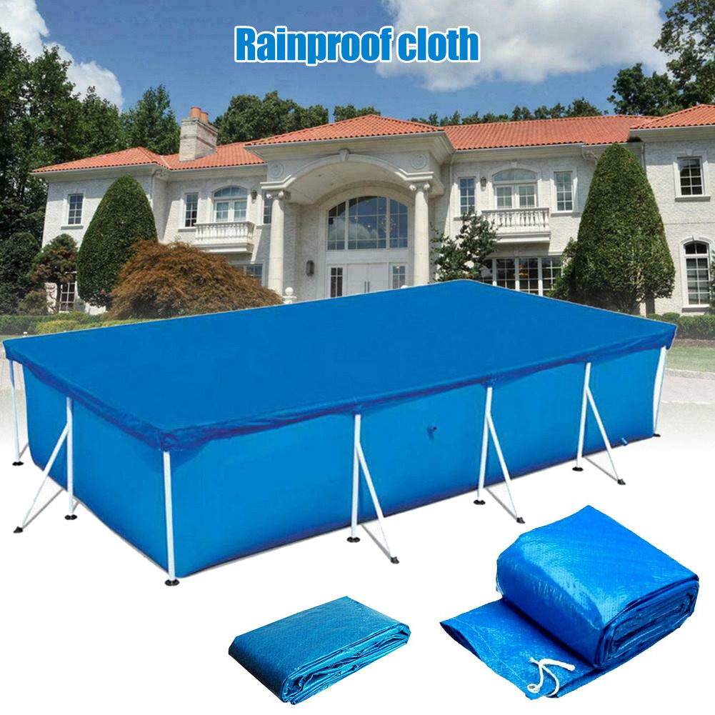 Multi Sizes Blue PE Pool Cover Rectangle Dustproof Rainproof Protector Cover For Inflatable Or Metal Framed Swim Pool