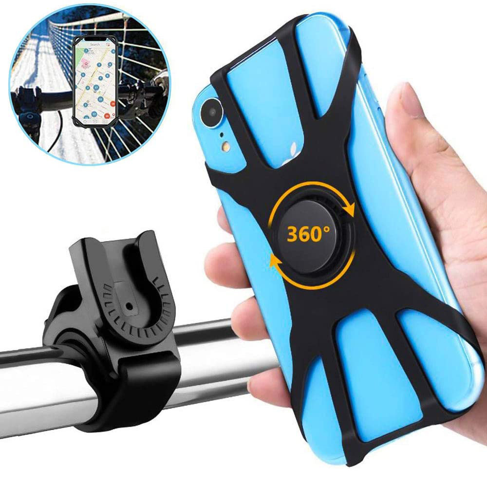 360 Degree Rotatable Adjustable Silicone Bicycle Detachable Bike Phone Mount for Universal Bike Handlebar Cell Phone Cradle