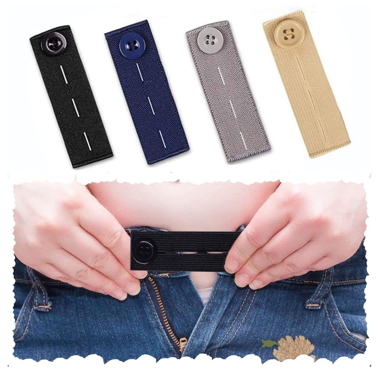 Elastic Waist Extenders Strong Adjustable Button Waist Pants Extenders