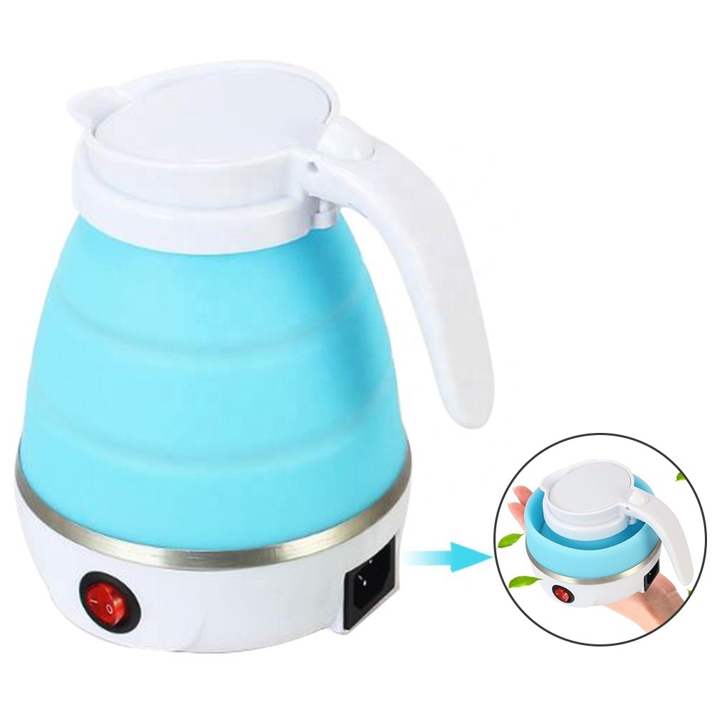 600ML Travel Folding electric water kettle - Collapsible heated hot water boiler For Coffee - Dual Voltage Portable kettle