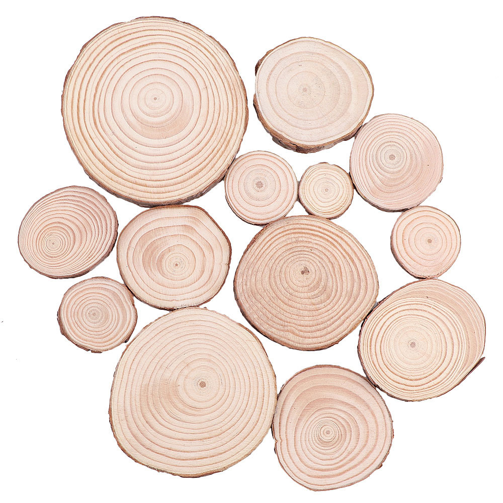 Round Tree Unfinished Natural Wood Slices 6-10 inch kit Circles with Bark for Coasters DIY Crafts Christmas Ornaments Wedding