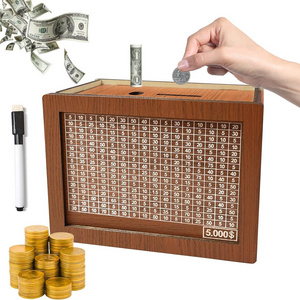 Cash Coin Retro Money Savings Box with Counter Money Saver Wooden Money Box Piggy Bank for Kids and Adults