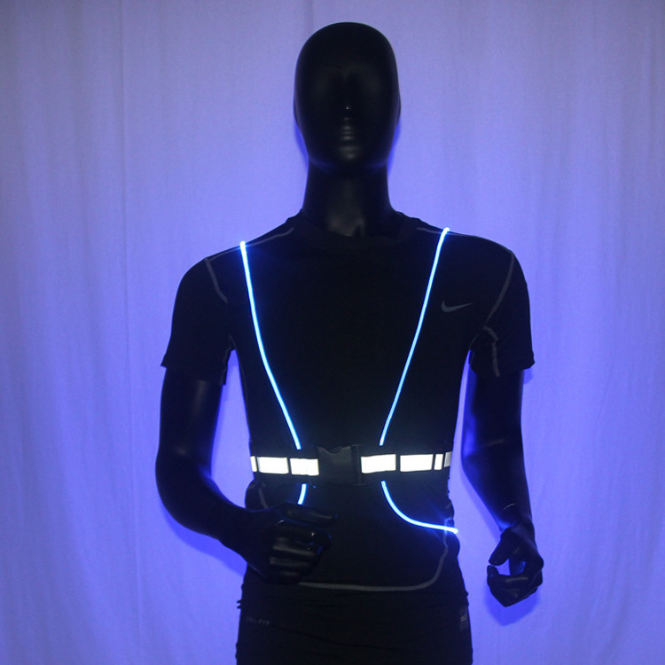 New Outdoor Night Running Cycling Sports Flashing Vest Motorcycle LED Fiber Riding Light Up Safety Reflective Jacket Vest