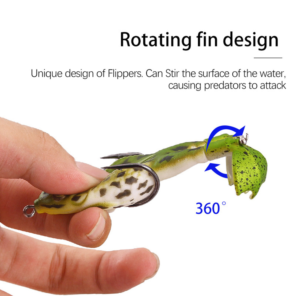 high quality 10 colors 360 degree rotating leg 9cm 13.7g skirt fishing soft lure frog topwater frog floating bass lure