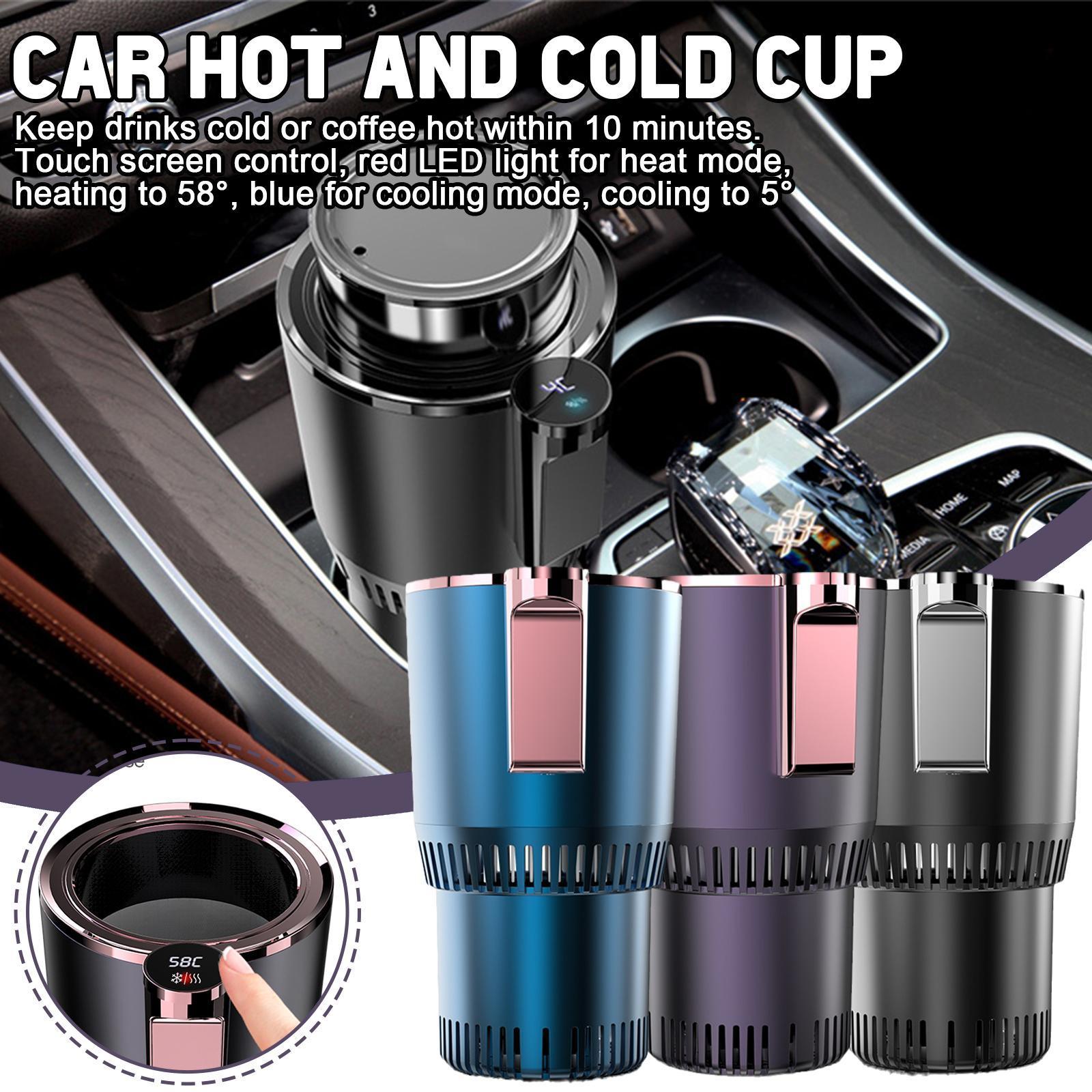 2 In-1 Auto Hot Cold Holder Car Warmer Cooler Cup Temperature Control Travel Coffee Mug DC 12V Travel Stainless Steel Smart Cup