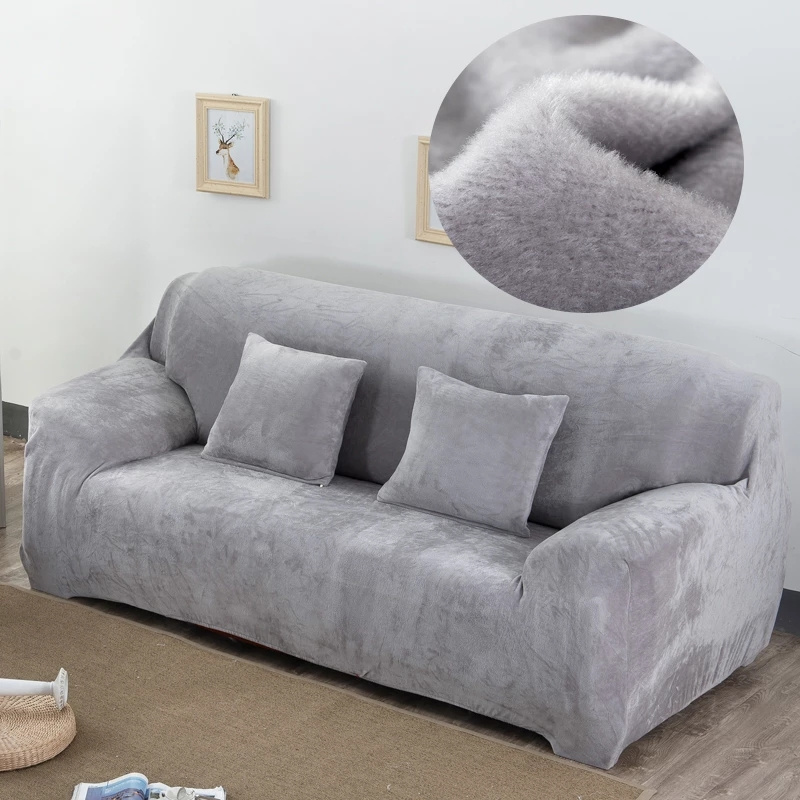 Velvet Plush Thicken Sofa Cover All-inclusive Elastic Sectional Couch Cover for Living Room Chaise Longue L Shaped Corner Covers