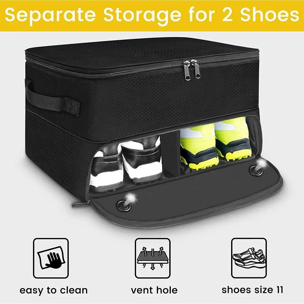 2 Layer Golf Trunk Organizer, Waterproof Golf Locker with Separate Ventilated Compartment for 2 Pair Shoes