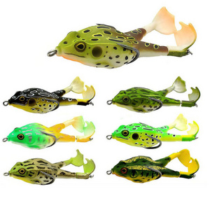 high quality 10 colors 360 degree rotating leg 9cm 13.7g skirt fishing soft lure frog topwater frog floating bass lure